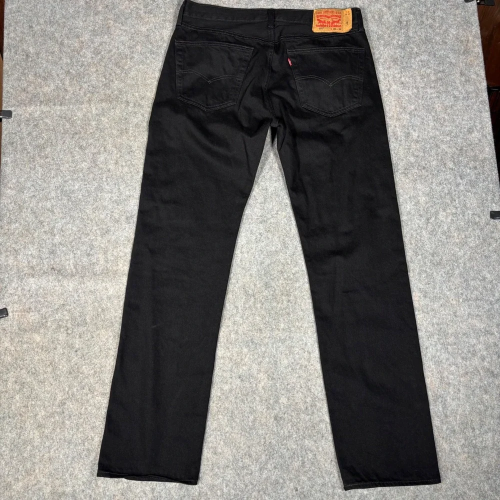 Levis 501 Original Fit Jeans Mens 36x34 Black Button Fly Straight Leg Denim